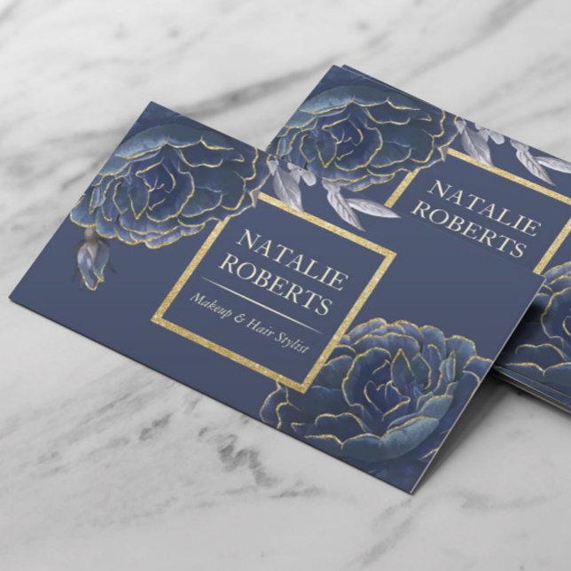Chinoiserie Blue Floral Makeup Artist & Hair Salon Business Card (Creator Uploaded)
