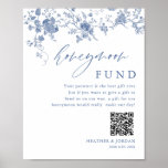 Chinoiserie Blue Floral Wedding Honeymoon Fund Poster<br><div class="desc">Chinoiserie Blue Floral Wedding Honeymoon Fund Poster</div>