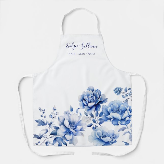 Chinoiserie Blue flowers apron (Front)