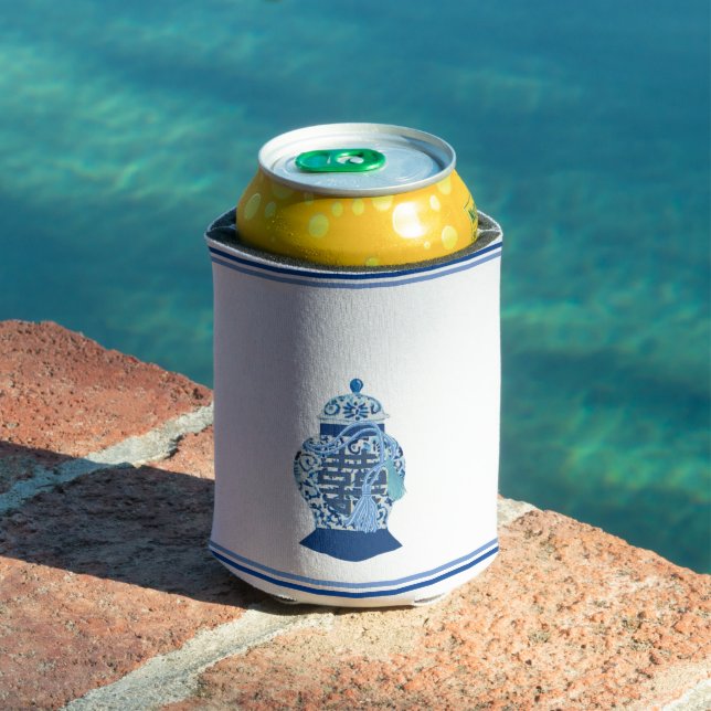 Chinoiserie Blue Ginger Jar Can Bottle Cooler (In Situ Pool)