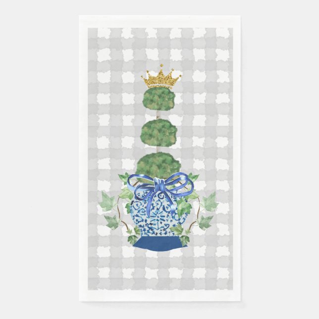 Chinoiserie Blue Ginger Jar topiary Napkin (Front)