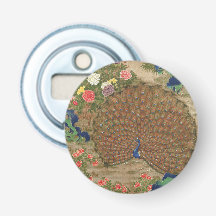 Chinoiserie Blue Peacock with Exotic Flower Garden