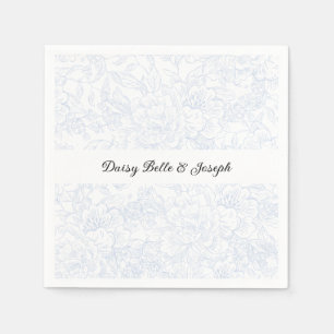 Chinoiserie Blue Peony Wedding Napkin