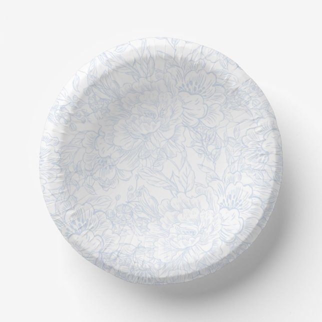 Chinoiserie Blue Peony Wedding Paper Plate (Front)