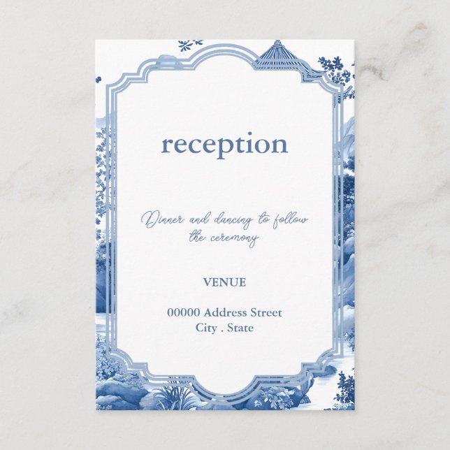 Chinoiserie Blue Reception Card  (Front)