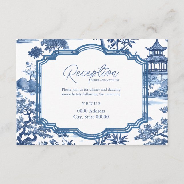 Chinoiserie Blue Reception Card  (Front)