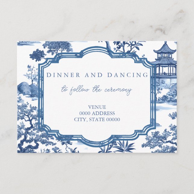 Chinoiserie Blue Reception Card  (Front)
