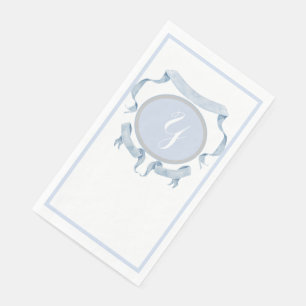 Chinoiserie Blue Ribbons Logo Crest  Napkin