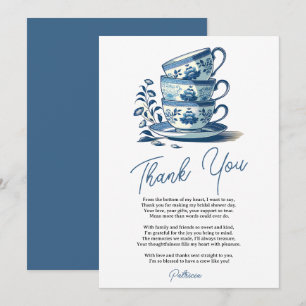 Chinoiserie Blue Stacked Teacups Bridal Shower Tea Thank You Card
