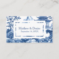 Chinoiserie Blue Toile Elegant Pagoda Wedding RSVP
