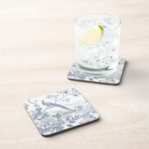 Chinoiserie Blue Toile Peacock Custom Mahjong Coaster