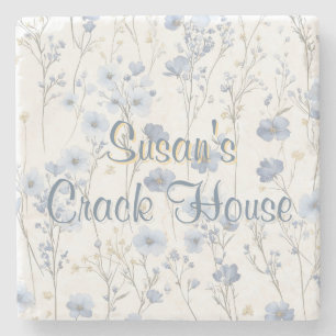 Chinoiserie Blue Toile Peacock Custom Mahjong Stone Coaster