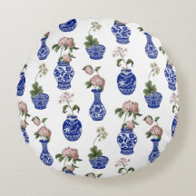 Chinoiserie blue vases and flowers 