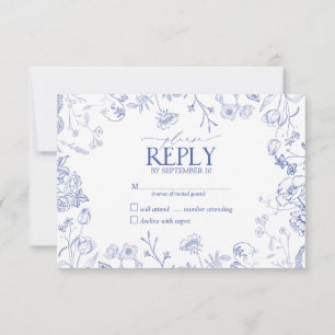 Chinoiserie Blue Victorian Floral No Menu RSVP