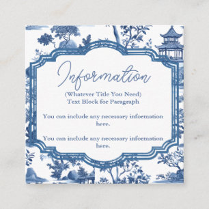 Chinoiserie Blue Wedding Details Card