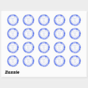 Chinoiserie Blue White Bridal Shower  Classic Round Sticker