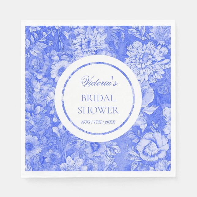Chinoiserie Blue White Bridal Shower  Napkin (Front)