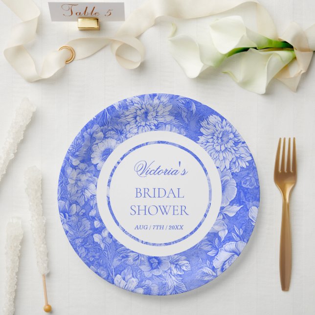 Chinoiserie Blue White Bridal Shower  Paper Plate (Wedding)