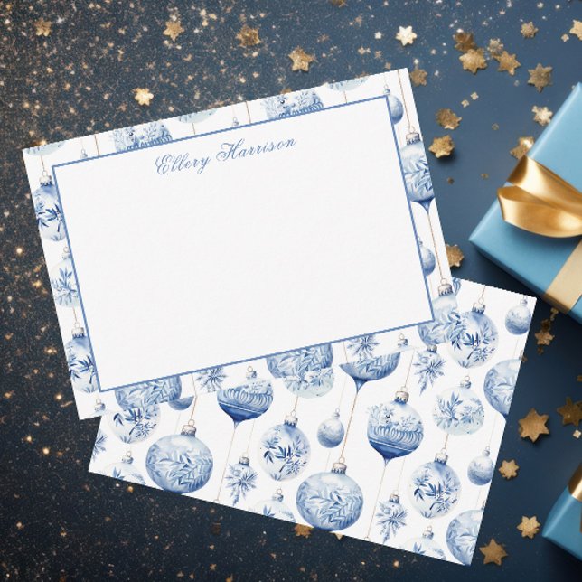 Chinoiserie Blue & White Christmas Ornaments Thank You Card (Creator Uploaded)