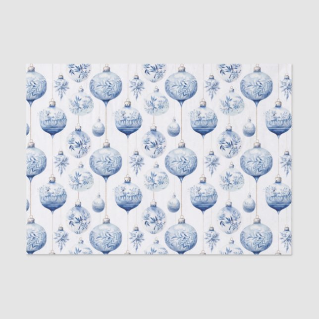 Chinoiserie Blue & White Christmas Ornaments Tissue Paper (Front)