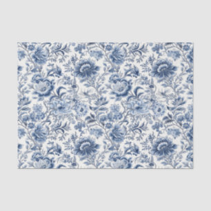 Chinoiserie Blue White Floral Flowers Decoupage Tissue Paper