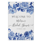 Chinoiserie Blue White Foliage Welcome Bridal Faux