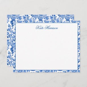 Chinoiserie Blue & White Ginger Jar Floral Vases Card