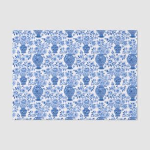 Chinoiserie Blue & White Ginger Jar Floral Vases Tissue Paper