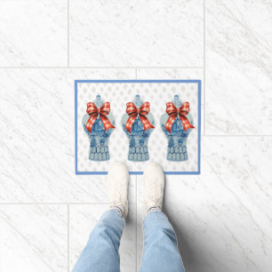 Chinoiserie Blue White Ginger Jar Rug Doormat