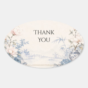 Chinoiserie Blue White Magnolia Wedding Sticker