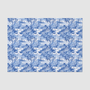 Chinoiserie Blue & White Pagodas Tissue Paper