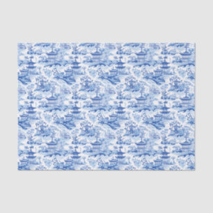 Chinoiserie Blue & White Pagodas Tissue Paper