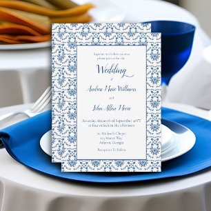 Chinoiserie Blue White Pattern Wedding Invitation