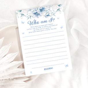 Chinoiserie Blue White Who Am I Bridal Shower Game Invitation