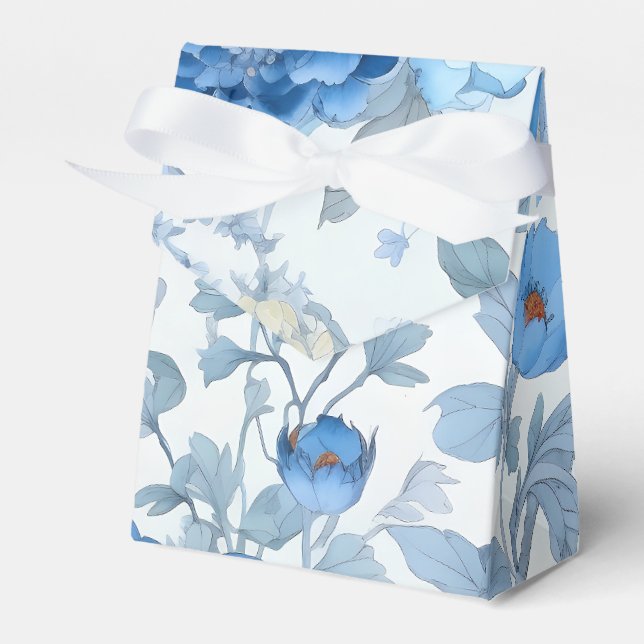 Chinoiserie Blue Wild Flower Favour Box (Front Side)