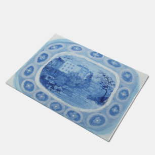 Chinoiserie Blue Willow Platter Dish Doormat