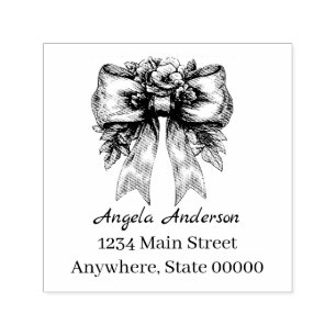 Chinoiserie Bow Return Address  Self-inking Stamp