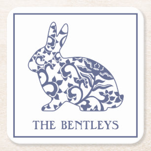 Chinoiserie Bunny Rabbit Paper Coasters