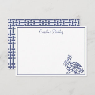 Chinoiserie Bunny Rabbit Personalised Note Cards