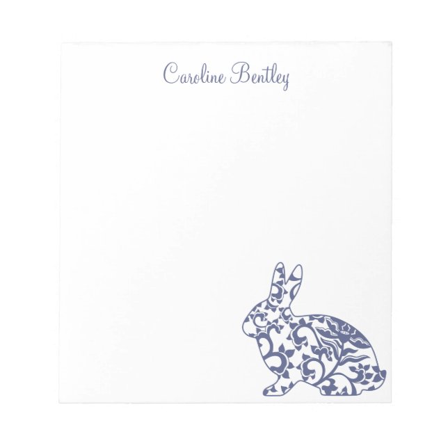 Chinoiserie Bunny Rabbit Personalised Notepad (Front)
