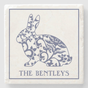 Chinoiserie Bunny Rabbit Stone Coasters
