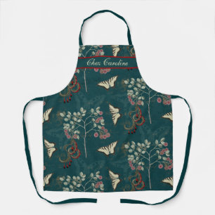 Chinoiserie Butterflies and Vintage Botanical Art  Apron