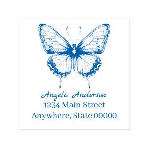 Chinoiserie Butterfly Return Address  Self-inking Stamp