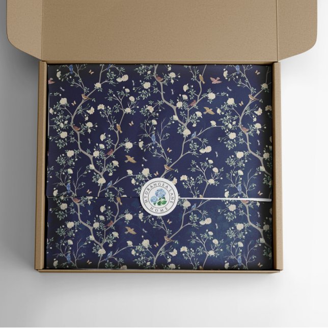 Chinoiserie Camellia Garden Breeze Blue Tissue Paper (Camellia Garden Chinoiserie tissue paper navy blue
)