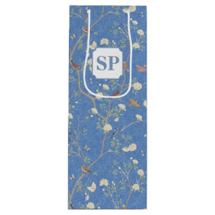 Chinoiserie Camellia Garden Breeze Blue Wine Gift Bag
