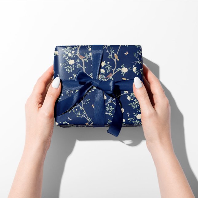 Chinoiserie Camellia Garden Breeze Blue Wrapping Paper Sheet (camellia garden chinoiserie wrapping paper navy blue
)