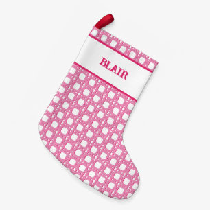 Chinoiserie Cane Trellis in Pink Personalised Small Christmas Stocking