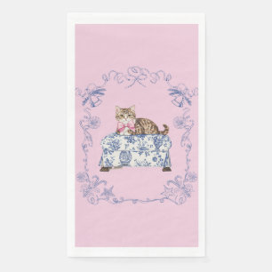 Chinoiserie Cat Christmas Guest Napkin