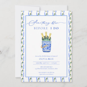 Chinoiserie Champagne Something Blue Bridal Shower Invitation