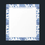 Chinoiserie Chic Antique Blue And White Ginger Jar Notepad<br><div class="desc">Classic notepad design that you can personalise with your own text including a name. The design features a vintage blue and white Chinoiserie pattern seen on antique ginger jars. These pattern elements were originally handpainted by me before being scanned into digital form and turned into a repeating pattern. To make...</div>